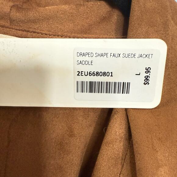 Soft Surroundings‎ L Faux Suede Open Front Long Jacket Brown Western Beth Dutton - Picture 6 of 10